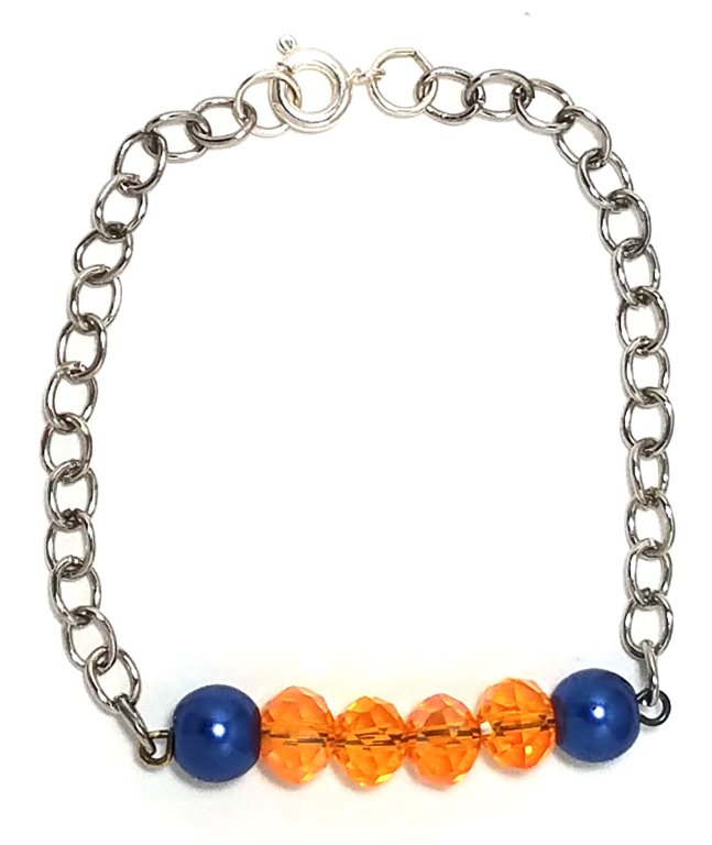 Navy Pearl Crystal Orange Bracelet MB114