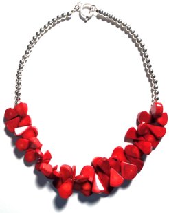 Coral Tear Stone Necklace M143